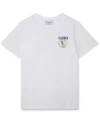 CASABLANCA - Sportliches weißes t-shirt mit kunstwerk-print - Lyst