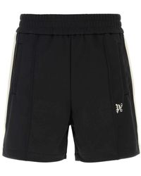 Palm Angels - Schwarze bermuda-shorts aus polyester,monogram trackshorts mit besticktem logo,casual shorts - Lyst