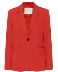 Kaffe - Jassen ,Rood ,Vurig Rode Blazer Jas - Lyst
