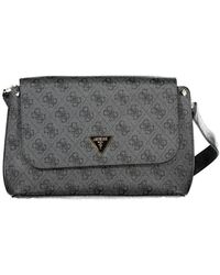 Guess - Schwarze polyethylen-schultertasche mit kontrastdetails - Lyst