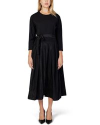 Sandro Ferrone - Zwart Polyester Lang Jurk - Lyst