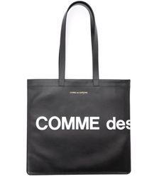 Comme des Garçons - Borsa shopping in pelle nera con huge logo - Lyst