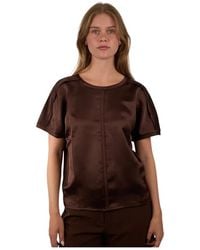 Luisa Cerano - Tops ,Bruin ,Polyester T-Shirt - Lyst