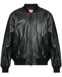 DIESEL - Jassen ,Zwart ,Katoen L-Type Bomber Jacket - Lyst