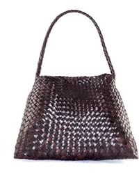 Dragon Diffusion - Tassen ,Bruin ,Bruin Leren Mini Tas Met Banden - Lyst