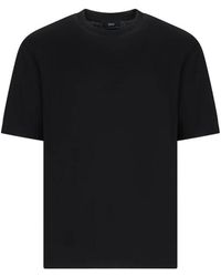 Herno - Tops ,Zwart ,Katoen Jersey Knit T-Shirt Met Korte Mouwen En Ronde Hals - Lyst