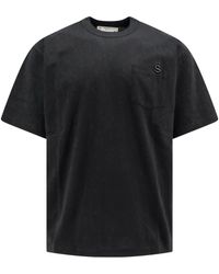 Sacai - T-shirt in cotone con monogramma ricamato - Lyst