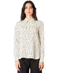 Max Mara - Overhemden ,Wit ,Zijden Blouse Met Stippen - Lyst