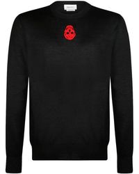 McQueen - Zwarte Skull Logo Jumper Sweater - Lyst