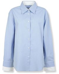 Acne Studios - Overhemden ,Blauw ,Katoen Gelaagde Button-Up - Lyst