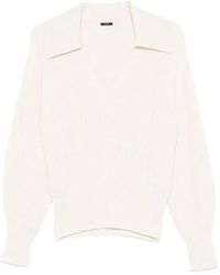 JOSEPH - Truien & Vesten ,Wit ,Wol Licht Cardigan Stitch Jumper Met Open Hals - Lyst