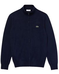 Lacoste - Hoodies & Sweatvesten ,Blauw ,Katoen Sweater Collection Zip-Through Hoodie - Lyst