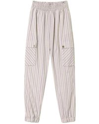 Twinset - Cargo Gestreepte Poplin Broek - Lyst