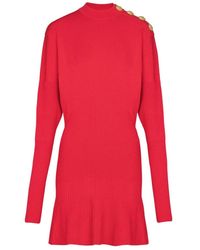 Balmain - Korte Uitlopende Gebreide Jurk - Lyst