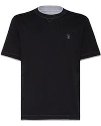 Brunello Cucinelli - Blau Logo Baumwoll T-Shirt Polos - Lyst