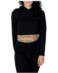 Calvin Klein - Felpa nera con cappuccio da - Lyst
