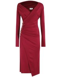 Elisabetta Franchi - Zwarte V-Hals Jurk Met Juwelen Knopen - Lyst