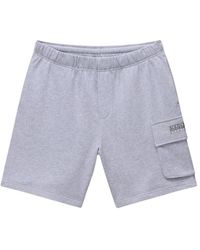 Napapijri - Korte Broeken ,Grijs ,Katoen Box Logo Cargo Bermuda - Lyst