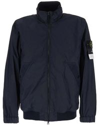 Stone Island - Jassen ,Blauw ,Stand-Up Collar Zip Jacket - Lyst
