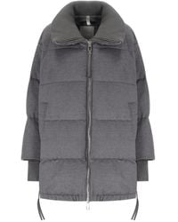 DUNO - Chaqueta Gris De Lana Y Satén, Mujer, Talla - Lyst