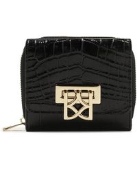 Kazar - Accessoires ,Zwart ,Leer Kleine Leren Portemonnee Met Metalen Sluiting - Lyst