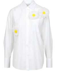 MSGM - Camisa blanca con aplique de margaritas - Lyst