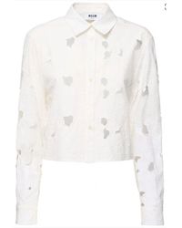 MSGM - Weiße langarm-italienischer kragen hemd - Lyst
