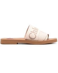 Chloé - Woody Logo Slip On Sandals, Brand Size 34 (Us - Lyst