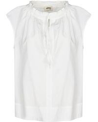 Ottod'Ame - Weiße popeline-bluse mit tropfen-ausschnitt - Lyst