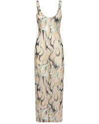 Philipp Plein - Tulle Tank Top Lange Jurk Flame - Lyst
