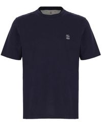 Brunello Cucinelli - T-Shirt Met Geborduurd Logo - Lyst