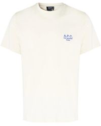 A.P.C. - Raymond blanc t-shirt weiß/blau - Lyst