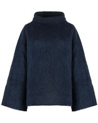 Malo - Truien & Vesten ,Blauw ,Wol Klokmouwen Wollen Turtleneck Sweater - Lyst