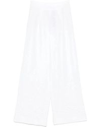 Ermanno Scervino - Broeken ,Wit ,Witte Geplooide Broek Met Elastische Tailleband - Lyst
