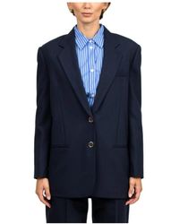Tela - Jassen ,Blauw ,Wol Blauwe Wol Single-Breasted Jas - Lyst