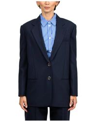 Tela - Jassen ,Blauw ,Wol Blauwe Wol Single-Breasted Jas - Lyst