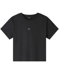 A.P.C. - Tops ,Zwart ,Katoen Zwart Losvallend T-Shirt Met Apc-Logo - Lyst