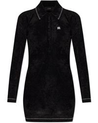 Amiri - Kleedjes ,Zwart ,Leer Polo Jurk Met Logo - Lyst