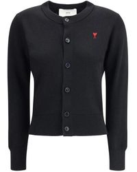 Ami Paris - De Coeur Merino Wool Cardigan - Lyst