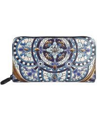 Gabs - Accessoires ,Veelkleurig ,Katoen Blauwe Leren Portemonnee Met Rits - Lyst