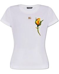 Dolce & Gabbana - T-shirt con applicazione a forma di logo - Lyst