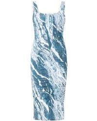 Roberto Cavalli - Midi-Jurk Met Marmerprint - Lyst