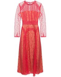 Self-Portrait Openwork Dress With Long Sleeves - Rood