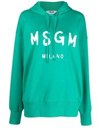 MSGM - Groene Casual Katoenen Hoodie - Lyst