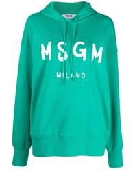 MSGM - Groene Casual Katoenen Hoodie - Lyst