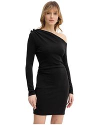 Guess - Kleedjes ,Zwart ,Polyester Desiree One-Shoulder Jurk - Lyst