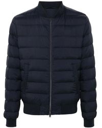 Herno - Jassen ,Blauw ,Leer Down Jacket - Lyst