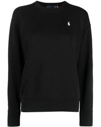 Ralph Lauren - Schwarzer sweatshirt mit besticktem logo - Lyst