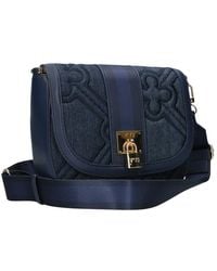 V73 - Blaue flap-tasche mit gold-details - Lyst