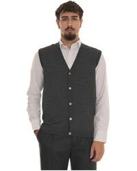 hindustrie - Jassen ,Zwart ,Wol Merino Wol Gebreid Vest Met Paremoer Knopen - Lyst